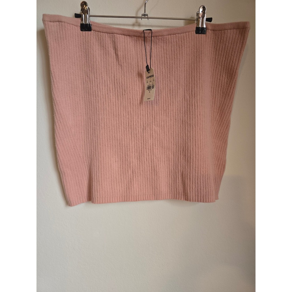 EXPRESS Ribbed Knit Bodycon Skirt Blush Pink Women's XL NWT